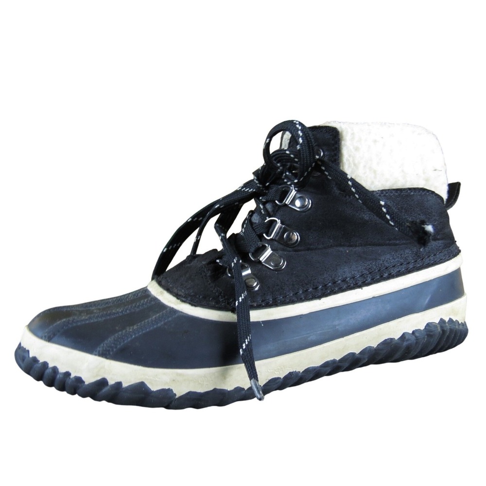 JBU Ali Women's 8.5M Black Waterproof Duck Boots Lace-Up Ankle Faux Leather‎